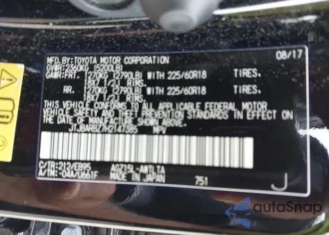 2017 Lexus Nx 200T F Sport из США, поврежденный, VIN JTJBARBZ7H2147385